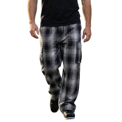 Men's Retro Plaid Loose Fit Cargo Pants