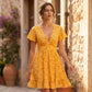 Women's Summer Floral V-Neck Ruffle Dress