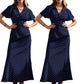 Women's V-Neck Polka Dot Maxi Dress