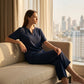 Women's V-Neck Top & Wide-Leg Pants Set