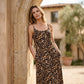 Women's Leopard Print Spaghetti Strap Maxi Dress