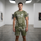 Men's Casual Artistic Denim-Print T-Shirt & Shorts Set