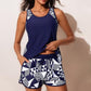 Color-Blocking Printed Loose Swimsuit Set