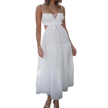 Women's Chic Waist Cutout Spaghetti Strap Maxi Dress