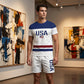 Men's Summer Printed Letter Lounge Set