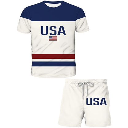 Men's Summer Printed Letter Lounge Set