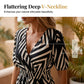 Chevron Print V-Neck Puff Sleeve Midi Dress