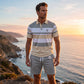 Men's Striped T-Shirt & Shorts  2-Piece Set