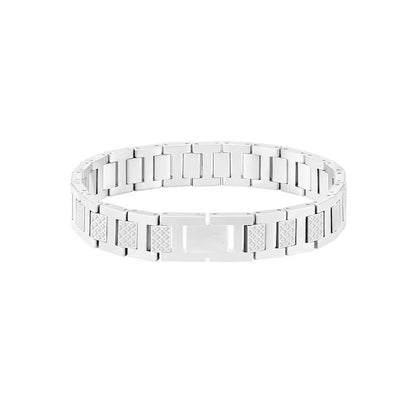 Unisex Stainless Steel Textured Link Bracelet