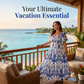 Women Summer Blue Floral Print Smocked Maxi Dress