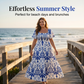 Women Summer Blue Floral Print Smocked Maxi Dress