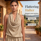 💃 2026 Sale — Over 33,000 Sold!🔥 Chic Draped Halter Neck Jumpsuit – Relaxed Wide-Leg Silhouette ✨