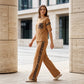Women's Leopard Print Patchwork 2-Piece Set