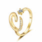 Adjustable Sparkle Initial Ring for Women