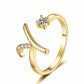 Adjustable Sparkle Initial Ring for Women