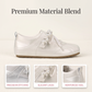 Women Retro German Trainer Shoes with Pearl Ribbon Lace