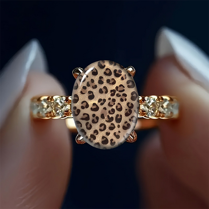 Vintage Leopard Print Oval Ring