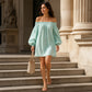 Women Off Shoulder Lantern Sleeve Mini Dress