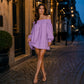Women Off Shoulder Lantern Sleeve Mini Dress