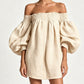 Women Off Shoulder Lantern Sleeve Mini Dress