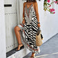 Women's Animal Print Backless Halter Maxi Dress