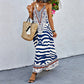 Women's Animal Print Backless Halter Maxi Dress