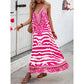 Women's Animal Print Backless Halter Maxi Dress