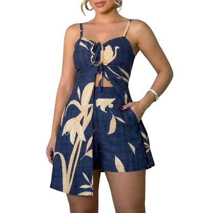Women's Printed Slit Cami & Shorts 2-Piece Set