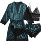 Lace Satin Suspender Nightgown Four-piece Set