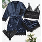 Lace Satin Suspender Nightgown Four-piece Set