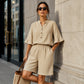 Women's Summer Ruffle Sleeve Top & Shorts Set