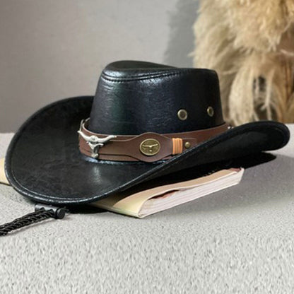 🤠Vintage Wide Brim Cowboy Hat with Adjustable Strap