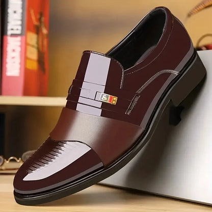 Men's Formal Leather Shoes with Pointed Toe, Comfortable and Slip-Resistant