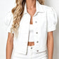 Women’s Puff Sleeve Cropped Denim Jacket