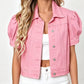 Women’s Puff Sleeve Cropped Denim Jacket