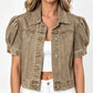 Women’s Puff Sleeve Cropped Denim Jacket
