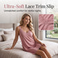 🛏️ Women's Lace V-Neck Nightdress — Soft Modal Chemise with Adjustable Spaghetti Straps