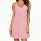 🛏️ Women's Lace V-Neck Nightdress — Soft Modal Chemise with Adjustable Spaghetti Straps