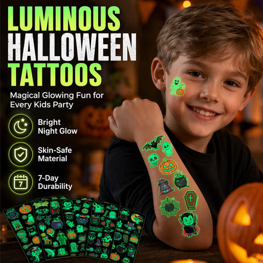 Luminous Halloween Temporary Tattoos for Kids Cartoon Waterproof Glowing Stickers
