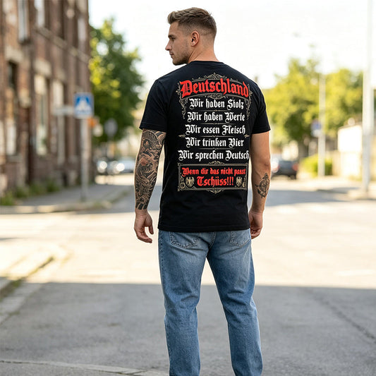 Deutschland Heritage Printed Short Sleeve Crew Neck T-Shirt for Men