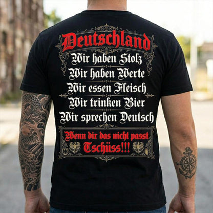 Deutschland Heritage Printed Short Sleeve Crew Neck T-Shirt for Men
