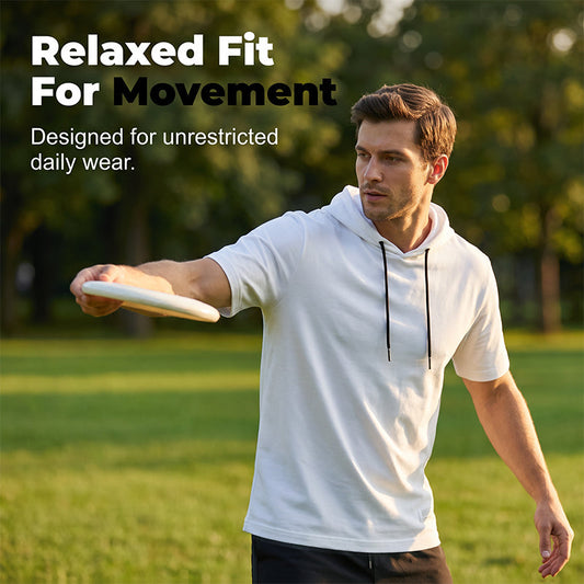 Athletic Men's Hooded Short Sleeve T-Shirt Breathable Polyester Gym Running Top