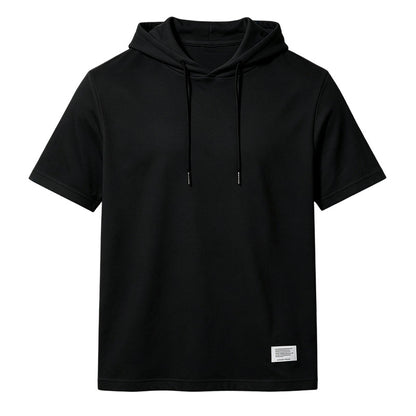 Athletic Men's Hooded Short Sleeve T-Shirt Breathable Polyester Gym Running Top