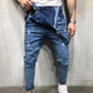 Men's Denim Overalls Distressed Ripped Bib Jumpsuits
