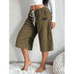 Women's Ribbed Wide-Leg Drawstring Cropped Pants