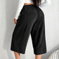 Women's Ribbed Wide-Leg Drawstring Cropped Pants