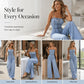 Women Spaghetti Strap Wide Leg Denim Jumpsuit