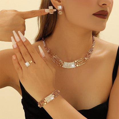 Elegant Rhinestone Jewelry 4-Piece Set
