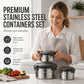 3-Piece Stainless Steel Lunch Box Set with Airtight Lids for School and Office