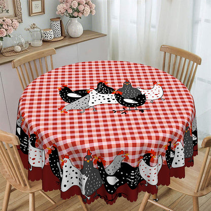 Red Plaid Rooster Tablecloth